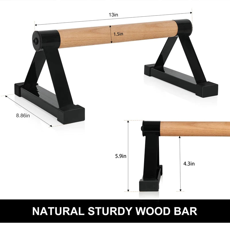 Solid Wood Push Up Board – Anti-Slip Calisthenics Stand for Home Gym Strength Training