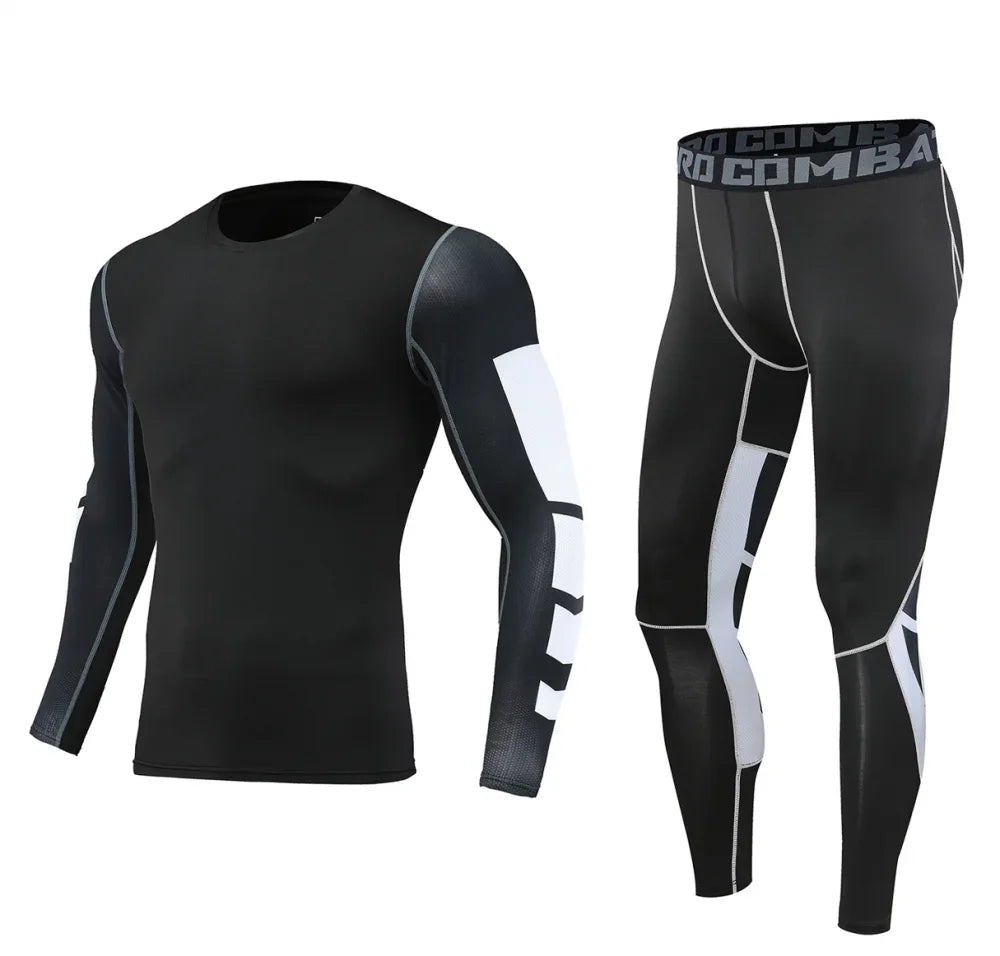 Men's Bodybuilding Activewear Fitness Suit with Elastic Compression Tights Slim Fit Workout Pants and Gym Muscle Boosting Runnin
