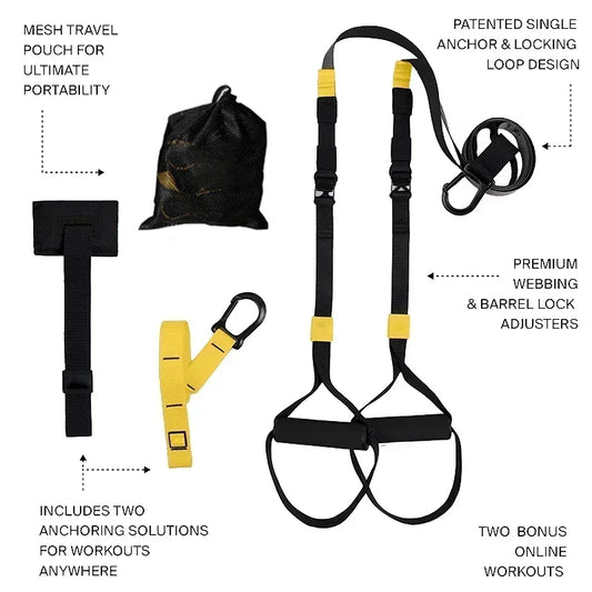 P3-2 & P3-3 Trx Adjustable Suspension Training Belt - Multi-Purpose Resistance Band for Yoga, Fitness & Strength Workouts