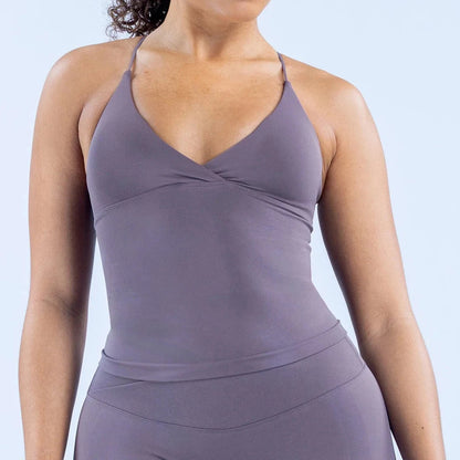 Vision Twist Front Longline Top Gym Tank Top Women Padded Yoga Vest Backless Workout Fitness Camisole Sexy Running Sports Tops