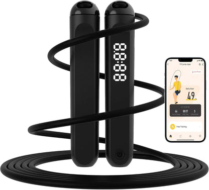 Tangle-Free Jump Rope with Counter and App for Fitness, Home Exercise, Workout - Gifts for Adults