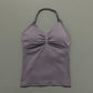 Gym Halter Top Woman Longline Strappy tank Padded Yoga Clothing Removable Cups Yoga Tank Tops Fitness Workout Running Activewear
