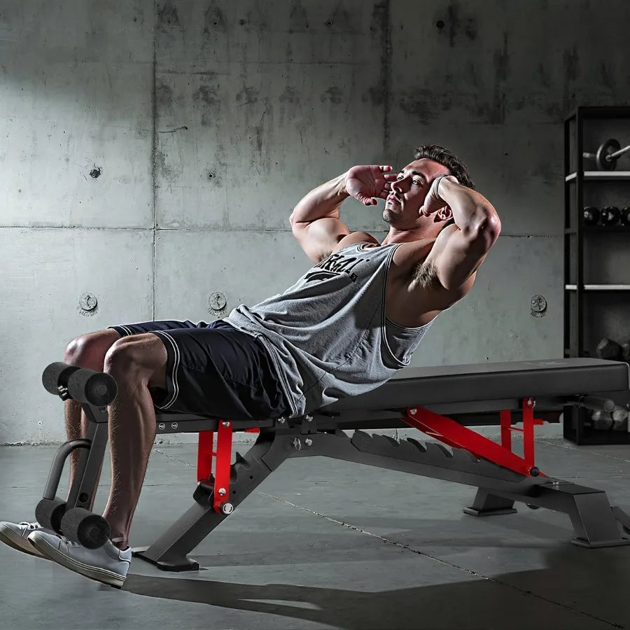 Adjustable Weight Bench Foldable Workout Bench for Home Gym Heavy Duty 1300lb Capacity PRO Full Body Strength Training with 8Le