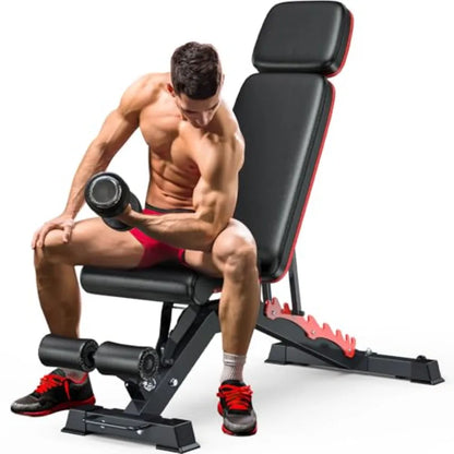1200LBS Weight Bench Heavy Duty Adjustable Workout Bench for Home Gym Weights Lifting Bench Press with Headrest for Full Body E