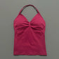 Gym Halter Top Woman Longline Strappy tank Padded Yoga Clothing Removable Cups Yoga Tank Tops Fitness Workout Running Activewear