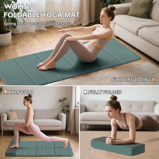 12-Fold Non-Slip Yoga Mat 75x26x0.4 Inches for Yoga, Pilates, Strength Training & Meditation