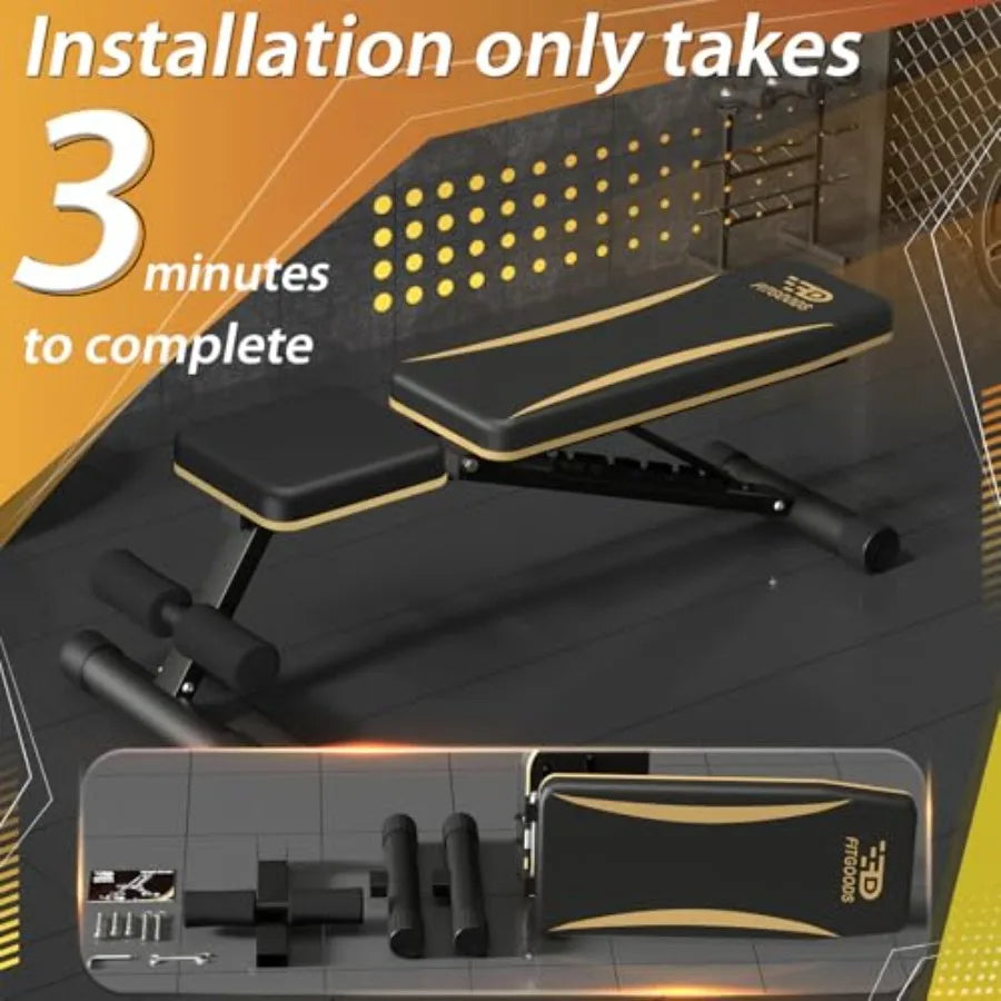 Adjustable Weight Bench for Home Gym - Heavy-Duty Foldable Workout Bench with 660 LBS Ccity Incline Decline Multi-Position Desi