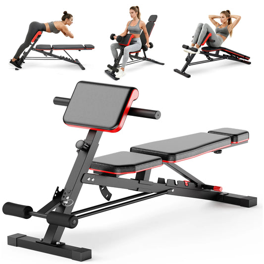 Dumbbell Bench Roman Chair Adjustable Foldable Training Weight Bench Weightlifting Exercise Abdominal Waist Fitness for Home Gym