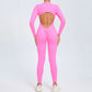 Hearuisavy Summer V Back Sports Jumpsuit Yoga Clothes Rompers Women Long Sleeveles Workout Bodysuits Backless One-piece Suit