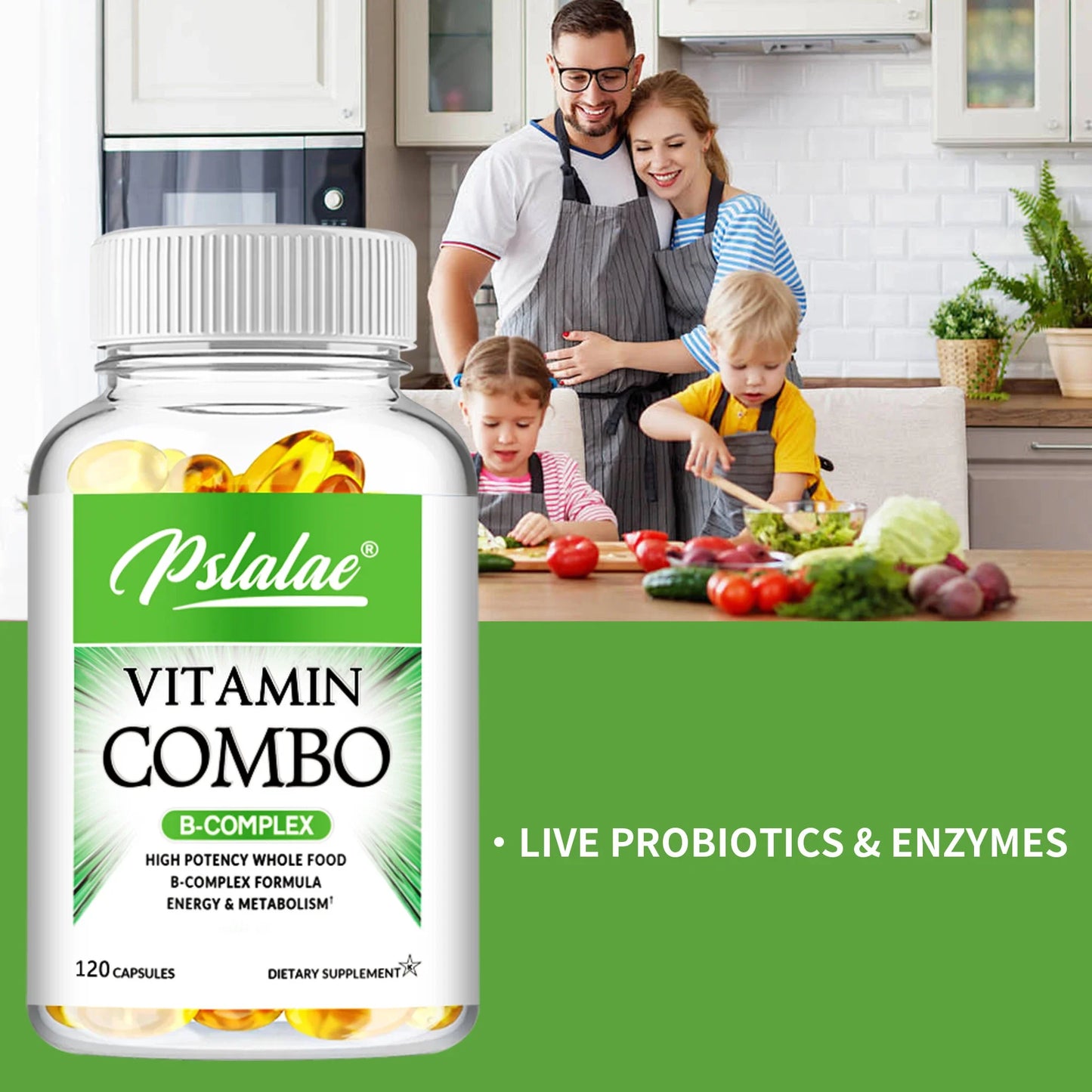 B Vitamin Capsules - Helps with Healthy Energy Metabolism, Boosts Immunity,  Supports A Healthy Nervous System - 120 Capsules