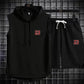 Summer New Men's Sleeveless Hooded T-shirt+shorts pants Sports two-piece set gym  Fashion  Casual Men Women Sports Two Piece Set