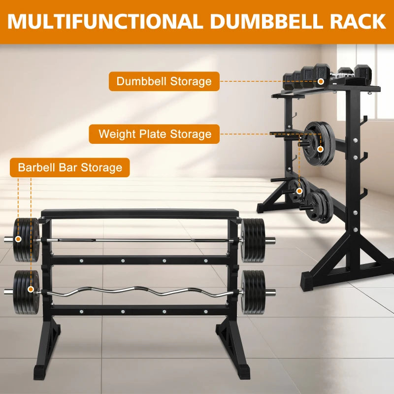 Dumbbell Rack Stand, Multifunctional Barbell Rack Weight Rack for Dumbbells, Heavy Duty Weight Storage Organizer Dumbbell Storag
