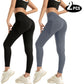 2 Pack Women's High Waisted Sexy Butt Lifting Seamless Solid Color Yoga Leggings Elastic And Breathable Fitness Sports Pants