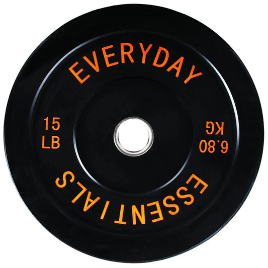 Bumper Plate Weight Plate with Steel Hub, Black, 15 lbs Single,High-density rubber plates