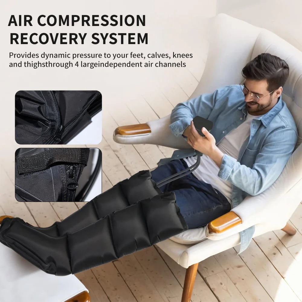 Air Compression Leg Massager Lymphedema Pump Pneumatic Boots Charging Cordless Leg Muscle Relaxation For Professional Athletes