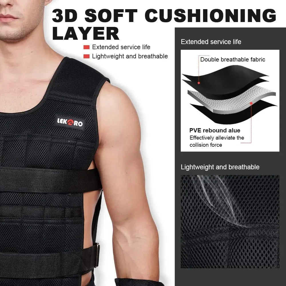 Lekaro Weight-Bearing Vest Adjustable Weight 20kg Weight-Containing Running Fitness Weight-Bearing Training Fitness Equipment