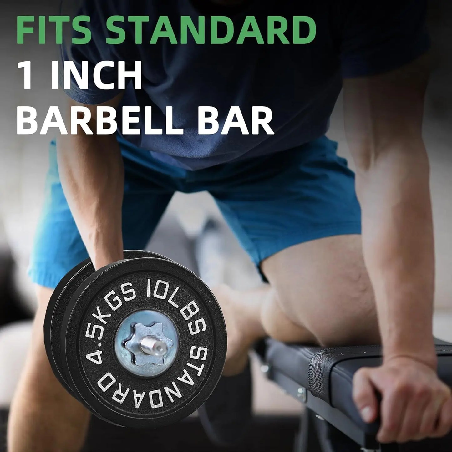 Standard 1-Inch Barbell Weight Plates, 2.5-45 LB for Home Gym Strength Training with Deep Grip