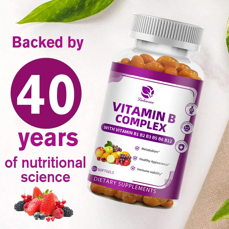 LUKAREE Vitamin B Complex for Men and Women with Biotin & Folic Acid Super Promote Human Metabolism ,Energy, Nerve Blood Support