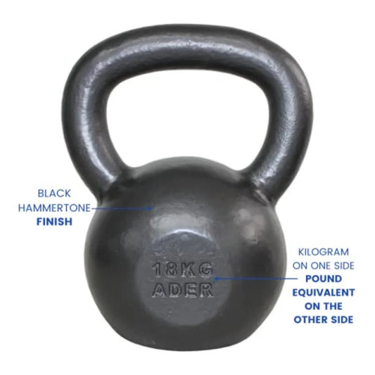 18KG Premier Kettlebell 40lb Steel Black Fitness Weight for Strength Training Home Gym