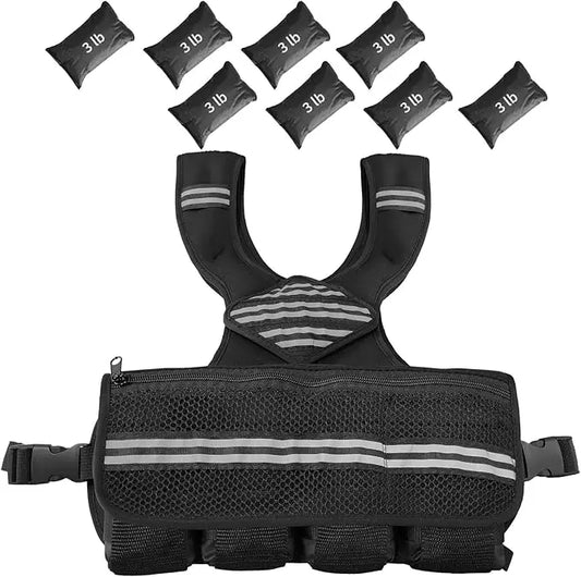 Adjustable Neoprene Weighted Vest for Walking, Jogging and Running, Weight Training Vest with Reflective Strips and Mesh Storage