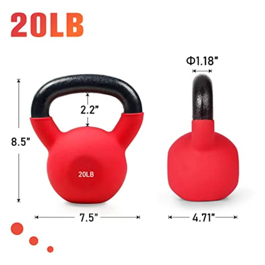 Neoprene Coated Solid Cast Iron Kettlebell 5-50 LB in Black for Full Body Workout Cross-Training Weight Loss and Strength Train