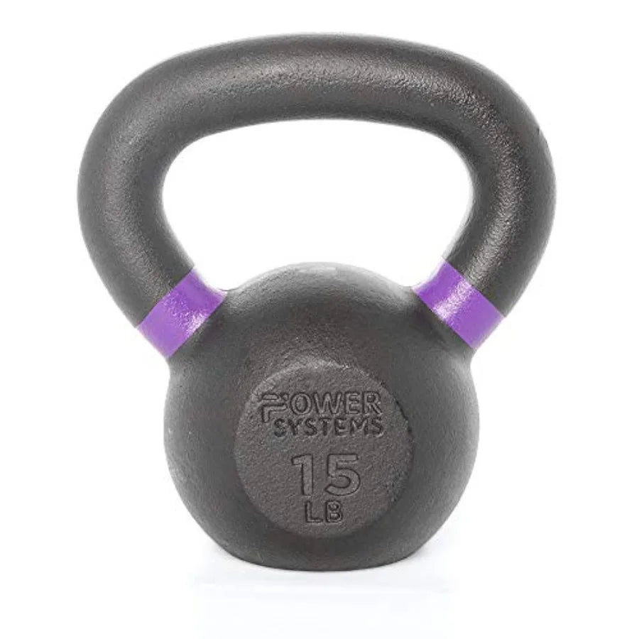 Power Systems Kettlebell Prime 50lb Steel Adjustable Weight for Strength Training with Durable Coating in Black
