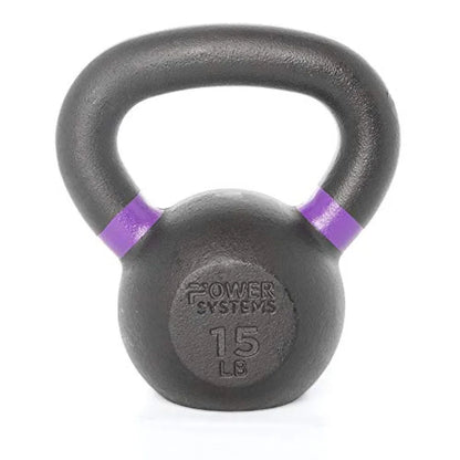 Power Systems Kettlebell Prime 50lb Steel Adjustable Weight for Strength Training with Durable Coating in Black