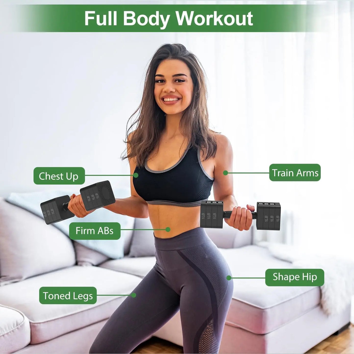 Adjustable Dumbbells Set with 5 Weight Levels for Home Gym Full Body Workout