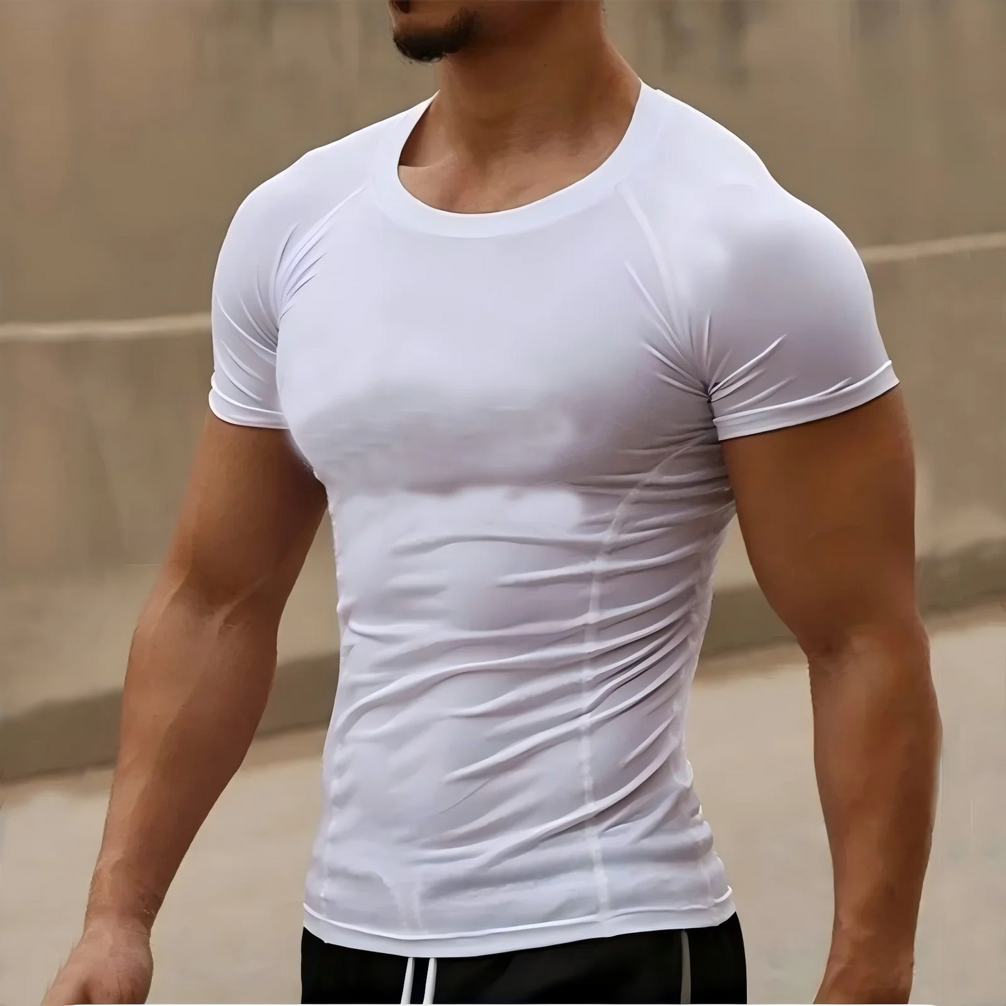 Men's compression running T-shirt fitness tight short sleeved T-shirt training jogging shirt gym sportswear quick drying