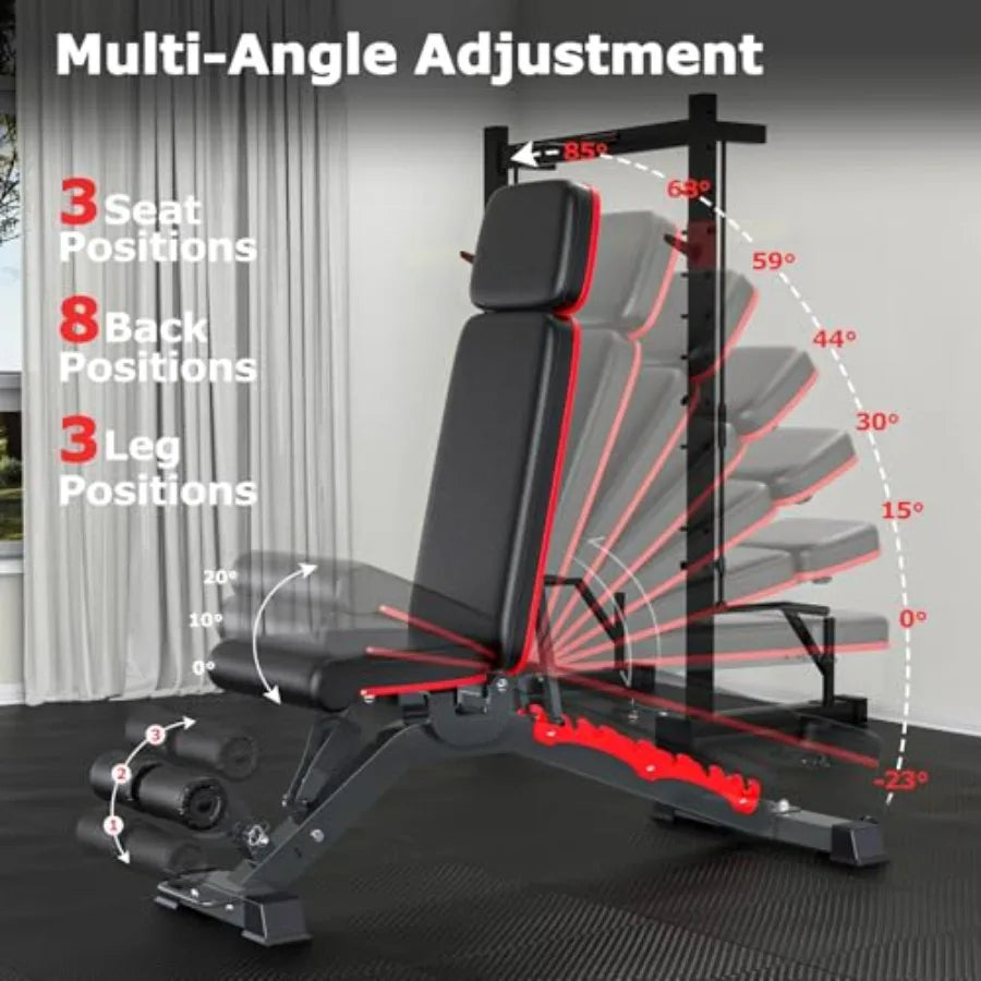 1200LBS Weight Bench Heavy Duty Adjustable Workout Bench for Home Gym Weights Lifting Bench Press with Headrest for Full Body E