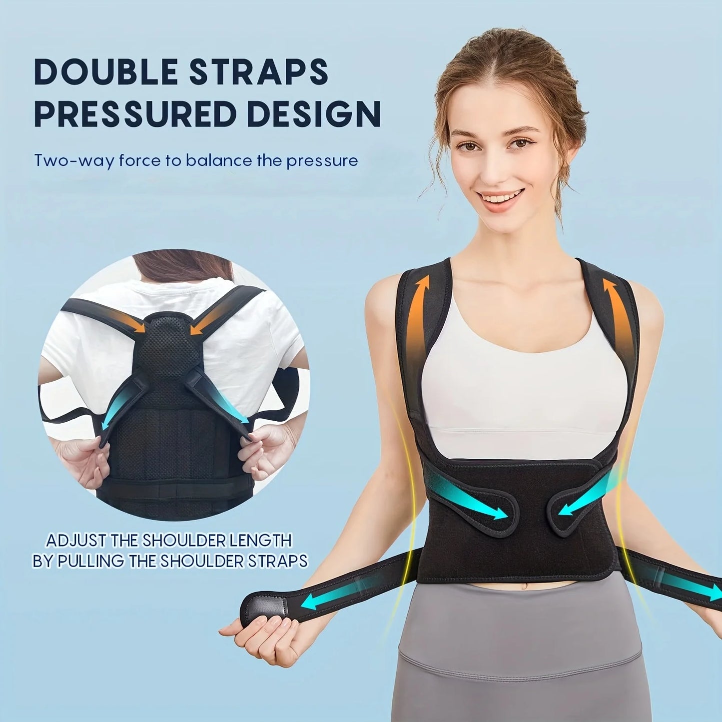 Back Pain Relief Posture Corrector - Adjustable Lightweight Back Brace for Women Men Scoliosis Hunchback Correction - Unisex