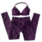 2 Pieces Set For Woman Strappy Yoga Bra Sports Top Workout Leggings Set Seamless Gym Set Fitness Clothes Outfit Activewear