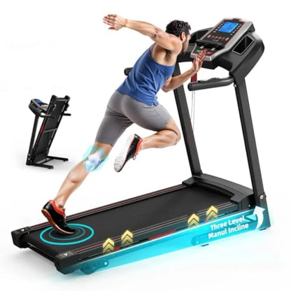 Folding Treadmill with Incline for Home 330 lbs Weight Capacity 3.5HP Quiet Motor 3Level Adjustable Incline Wide Running Belt 4