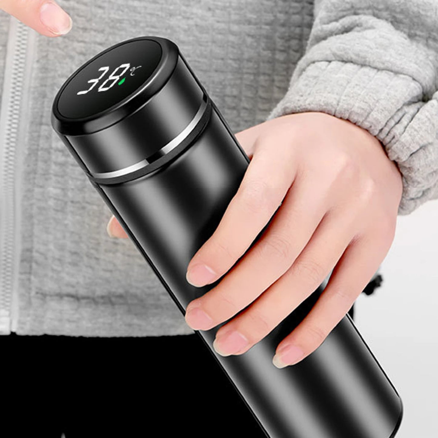 500ml Smart Vacuum Insulated Stainless Steel Water Bottle LED Temperature Display Spill Proof Portable for Home Travel Sports
