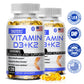 Vitamin D3+K2 Capsules - Helps Regulate Calcium Metabolism and Supports Teeth, Bones, Heart Health, Joint Health, and Immunity