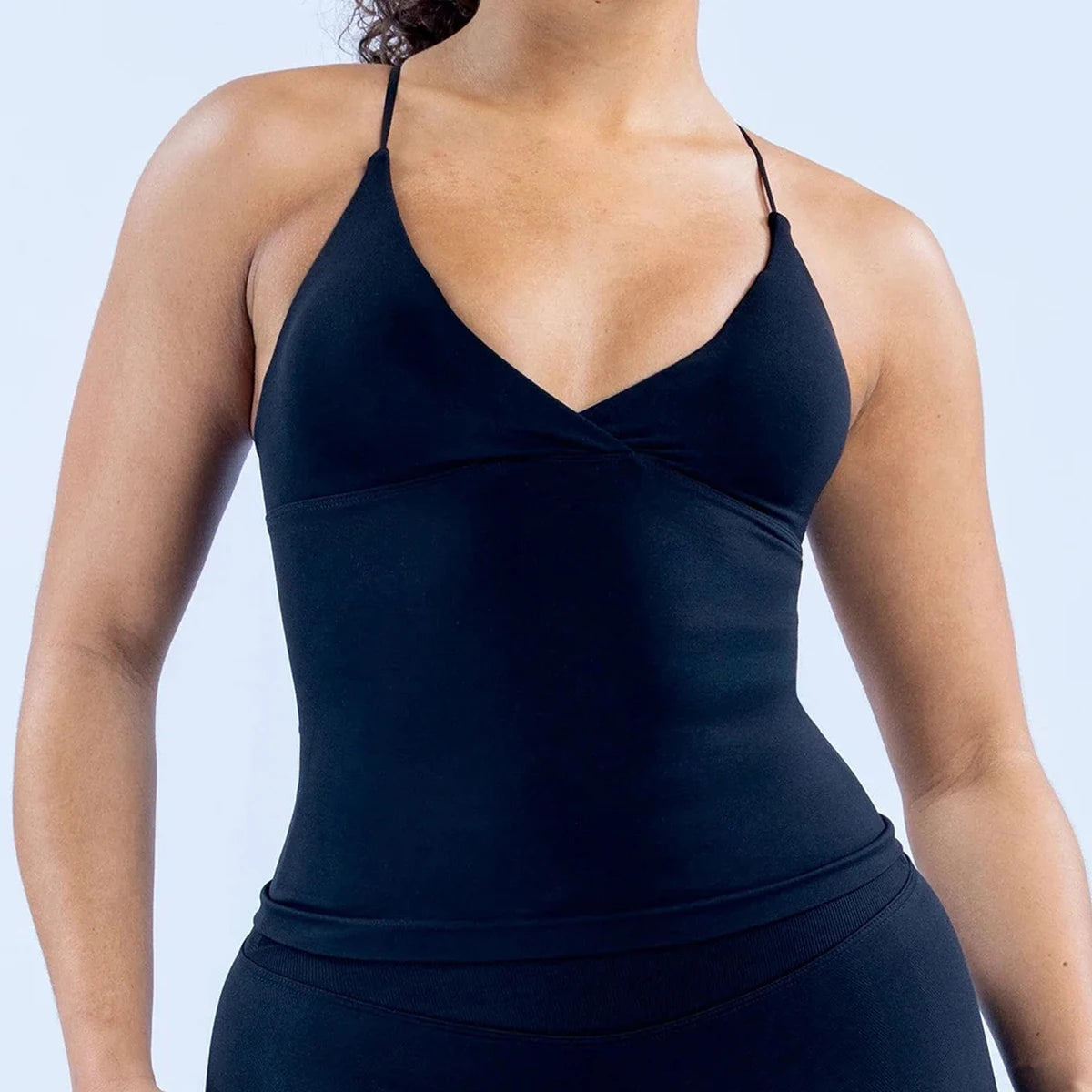 Vision Twist Front Longline Top Gym Tank Top Women Padded Yoga Vest Backless Workout Fitness Camisole Sexy Running Sports Tops