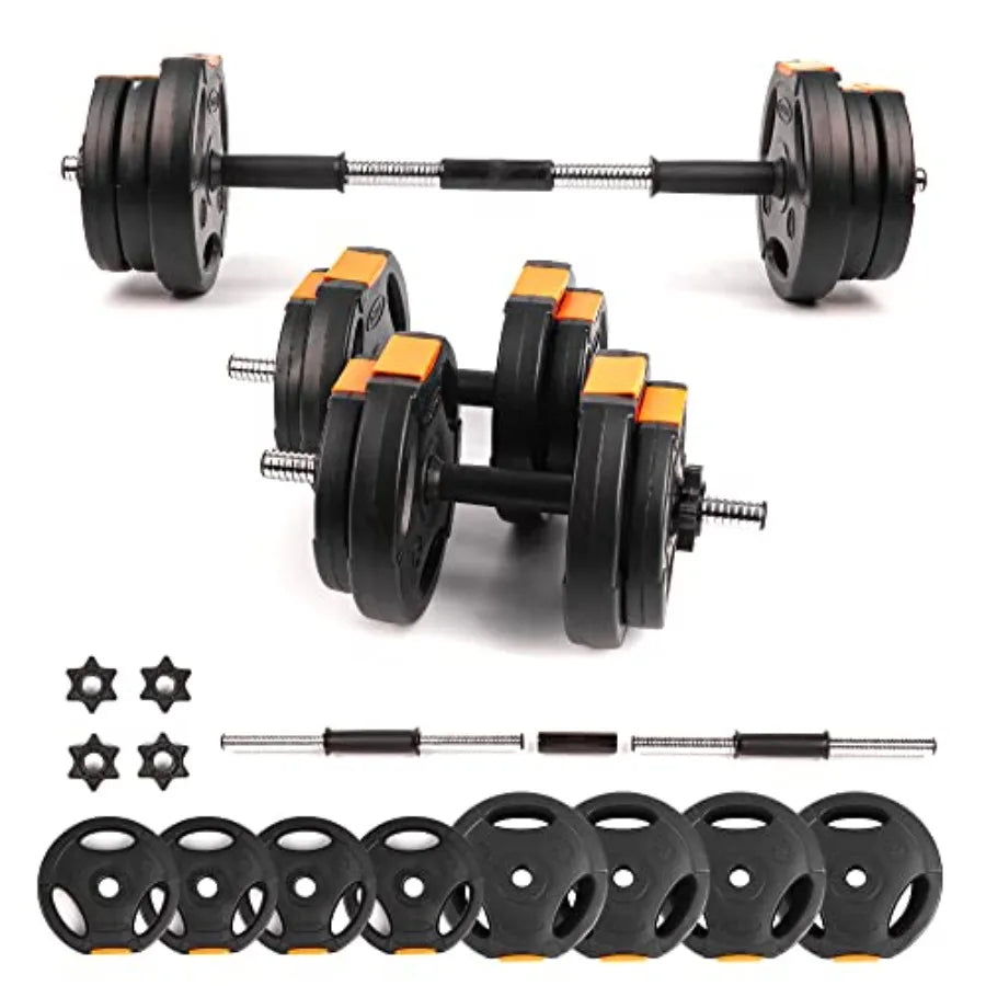 Fitness Adjustable Dumbbells Set 2 in 1 Barbell for Home Gym Steel Black Durable Lightweight Design for Muscle and Stre
