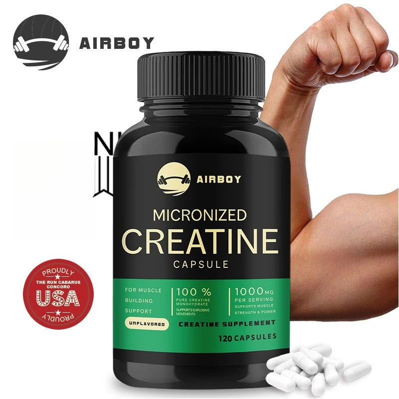 Creatine Monohydrate Capsules - Strength, Muscle, Performance Supplement for Men and Women, Non-GMO and Gluten-Free