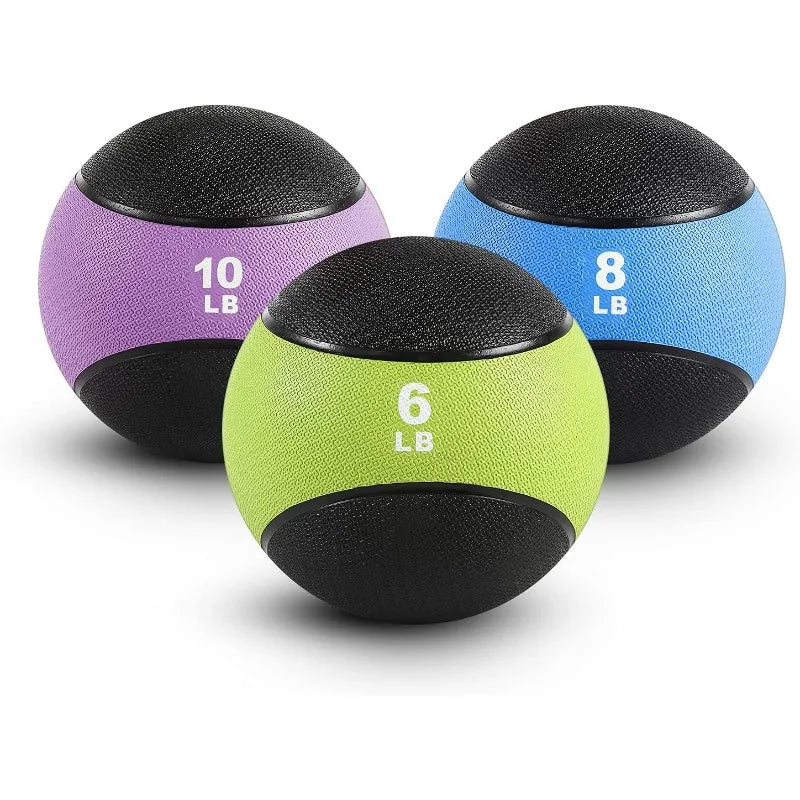 RitFit Weighted Medicine Ball,Non-Slip Rubber Shell & Dual Texture Grip,Workout Exercise Ball for Core Strength,Balance Training