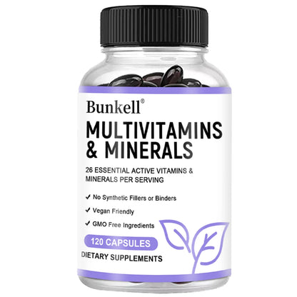 Multivitamin Capsules - 26 Essential Active Vitamins & Minerals - Repairs Skin,Promotes Liver Health,Boosts Energy