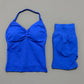 Yoga 2 Pieces Gym Set Women Backless Halter Tops High Waist Seamless Shorts Gym Suit Fitness Sports Bras Sportswear Workout Sets