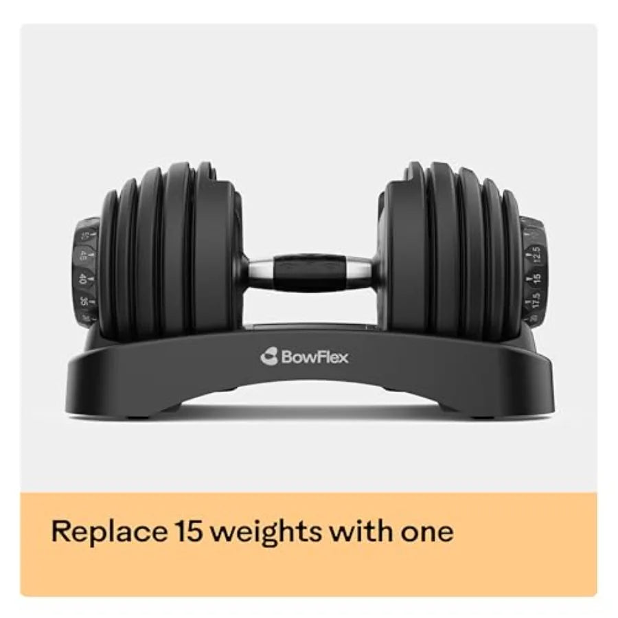 Results Series SelectTech Dumbbells Adjustable Weight Home Gym Dumbbells with Quick-Adjust Mechanism in Black and Silve