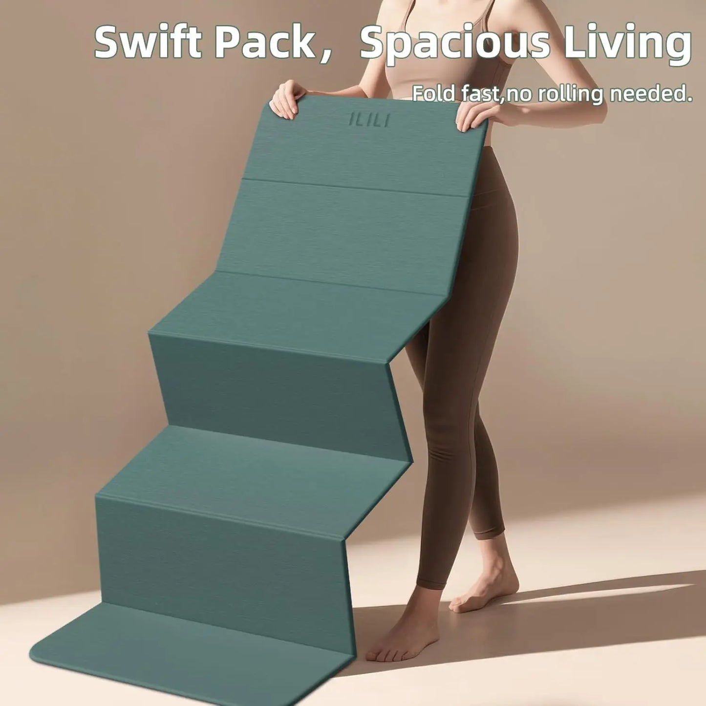 Foldable Yoga Mat, 10mm Thick TPE Material, Extra Long 75x26 Inches, Soft Comfortable for Home Exercise & Outdoor Use