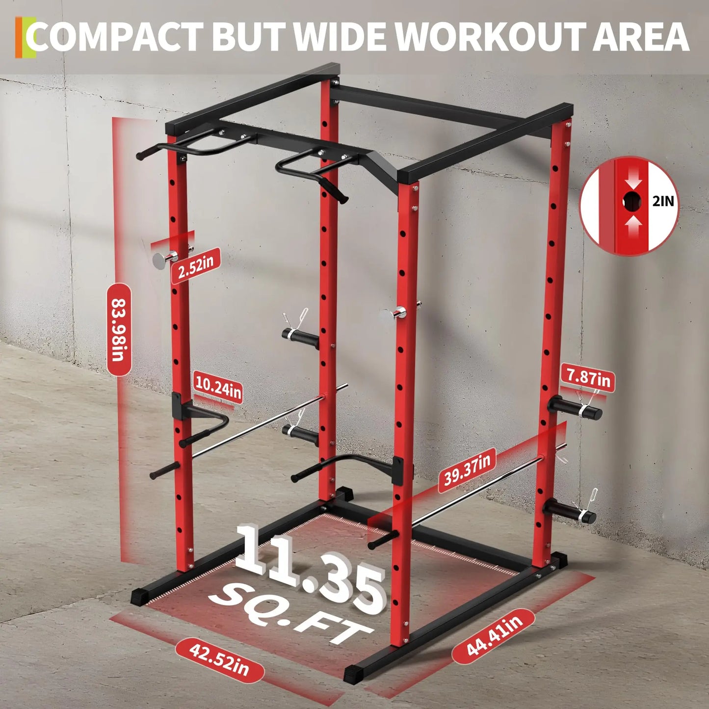 Heavy Duty Power Cage For Home Gym, 1100LBS Capacity Multifunctional Squat Rack With Dip Bars & Adjustable Safety Bars
