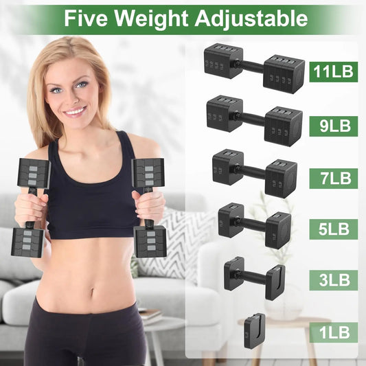 Adjustable Dumbbells Set with 5 Weight Levels for Home Gym Full Body Workout