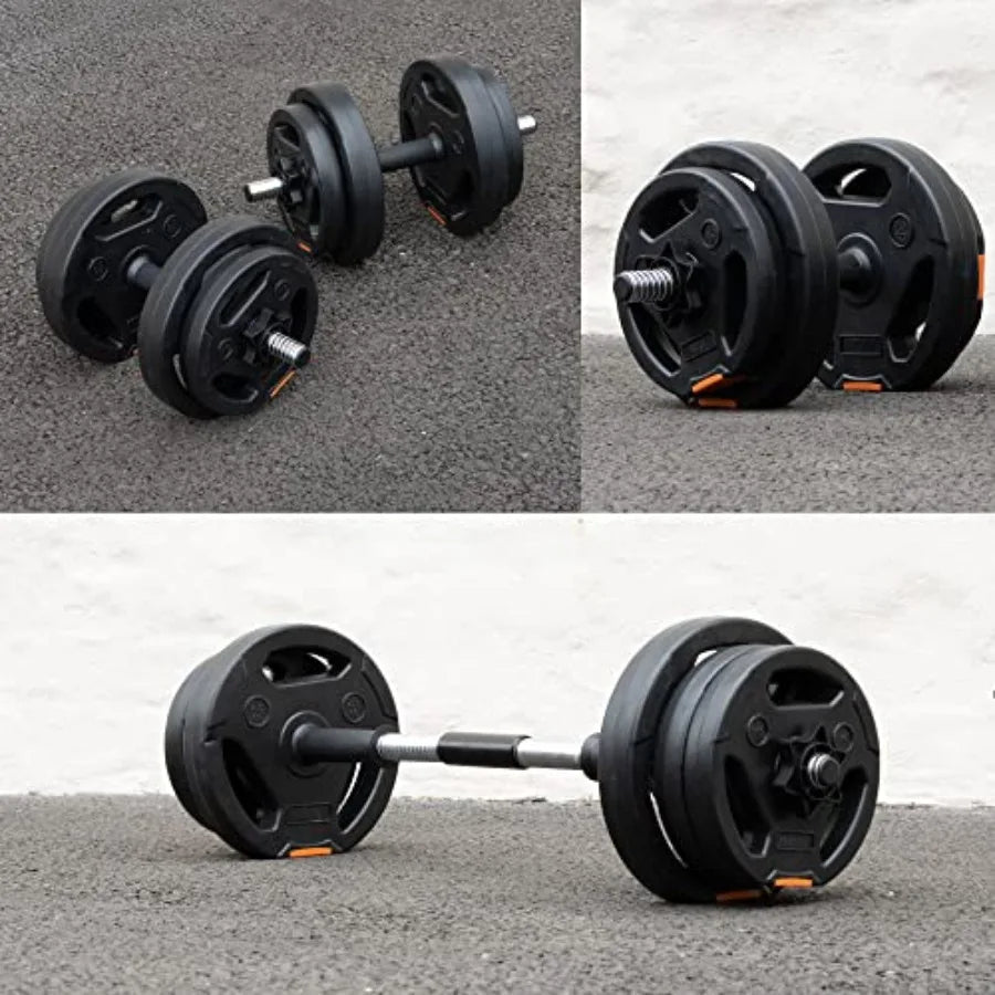Fitness Adjustable Dumbbells Set 2 in 1 Barbell for Home Gym Steel Black Durable Lightweight Design for Muscle and Stre