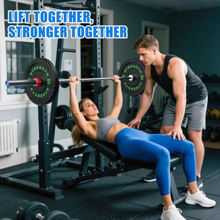 2-Inch Bumper Plates Barbell Rubber Weight Plates Set for Home Gym Strength Training 20-260lbs Multiple Options