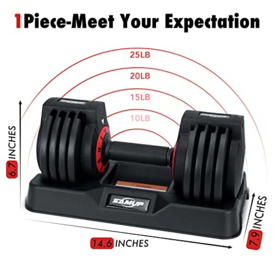 25/55 lbs Pair Adjustable Dumbbells Set with Anti-Slip Metal Handle for Exercise Fitness Fast Adjust Weight for Full Body Worko