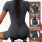 Half Zipper Yoga Bodysuit for Women - Stand Up Collar One Piece Tight Fit Waist Cinching Jumpsuit Quick Dry Gym Workout