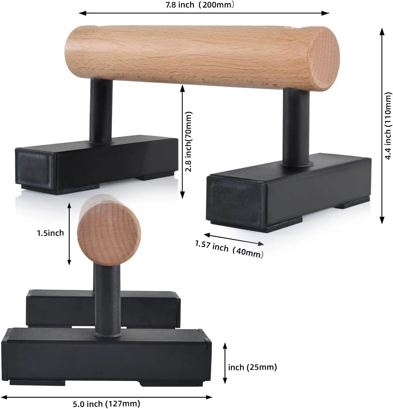 Wood Floor Push Up Bars for Men,Anti-slip Handstand Parallettes Bars, Strength Training Push-Up Stands for Calisthenics, Fitness
